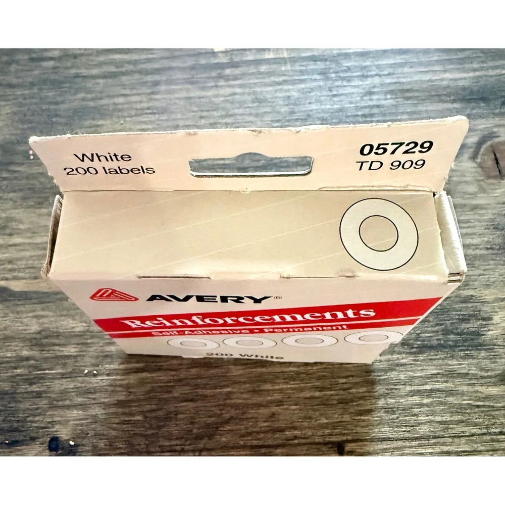 Avery Reinforcements Hole Labels 200ct White NEW 05729 Permanent Self-Adhesive